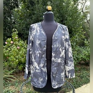 Lauren Vidal tie-dye print blazer with exposed zip front pocket - size L